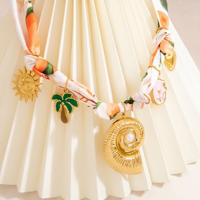 1 Piece Fabric Stainless Steel Gold Color Pendant Necklace h5 Picture5