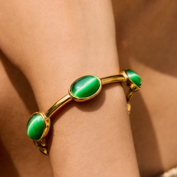 1 Stück ovale Armreifen aus goldfarbenem Edelstahl für Damen