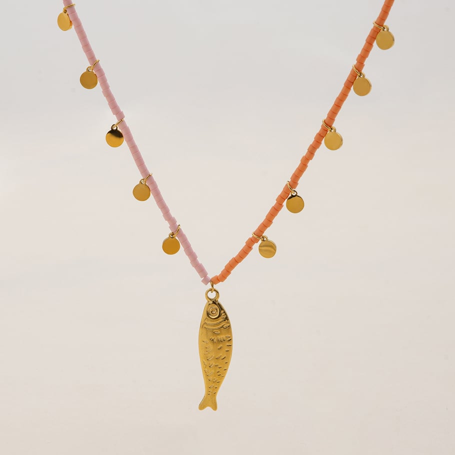 1 Stück gestaltbare Halsketten mit Fisch-Anhänger aus Edelstahl in Goldfarbe für Damen Bild5
