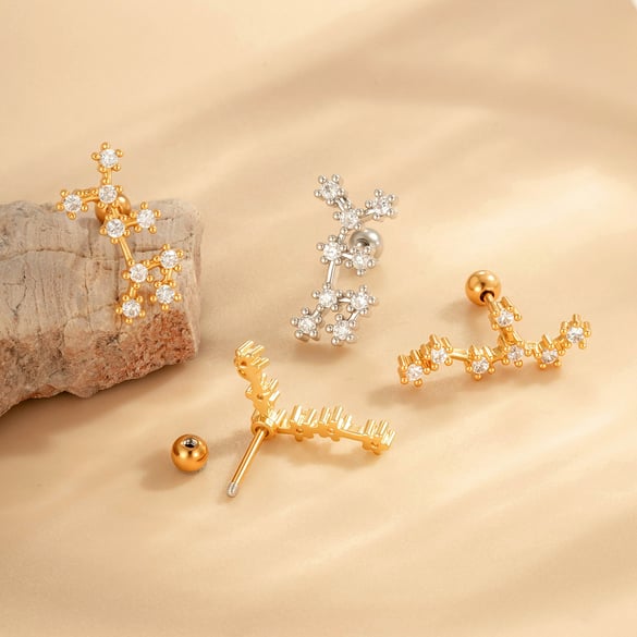 1 Paar Simple Series Einfache geometrische Kupfer Gold Farbe Zirkon Damen Piercings Ohrringe
