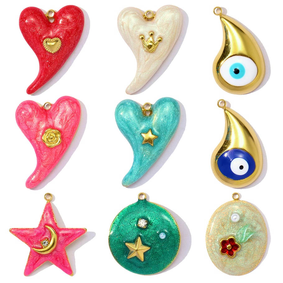1 pezzo fai da te ciondolo a forma di goccia in acciaio inossidabile color oro da donna Immagine4
