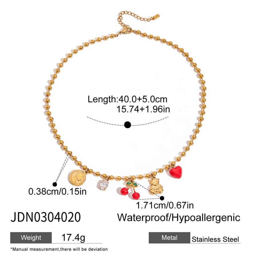 1 Piece Natural Cherry Stainless Steel Gold Color Women's Pendant Necklaces Picture2