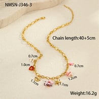 NMSN-J346-3 Pembe Boncuklu Çiçek Kolye Resim6