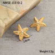 NMSE-J3310-2 İnci Deniz Yıldızı Küpeler Resim2