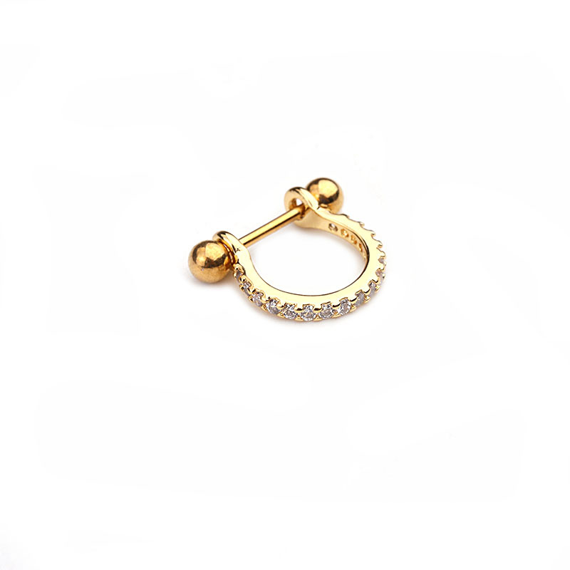 1 Piece Copper Gold Color Zircon Piercings Earring 