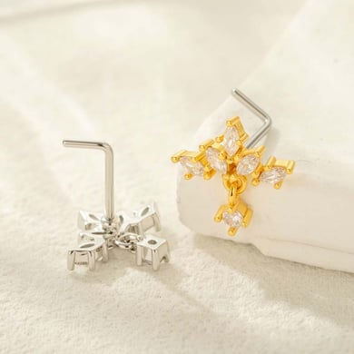 1 pièce de piercing de nez design en cuivre doré et zircon pour femme h5 Image3