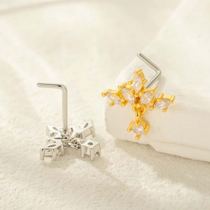 1 pièce de piercing de nez design en cuivre doré et zircon pour femme Image3