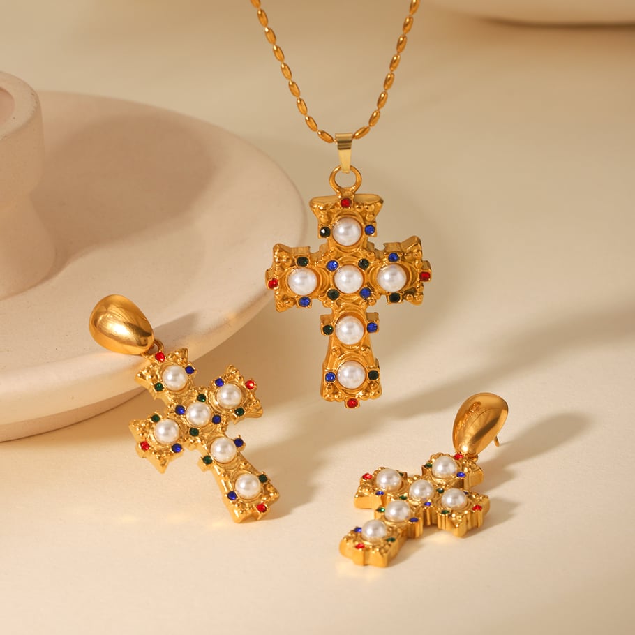Daily Cross Stainless Steel   Gold Color  Zircon Women's Pendant Necklaces Picture6