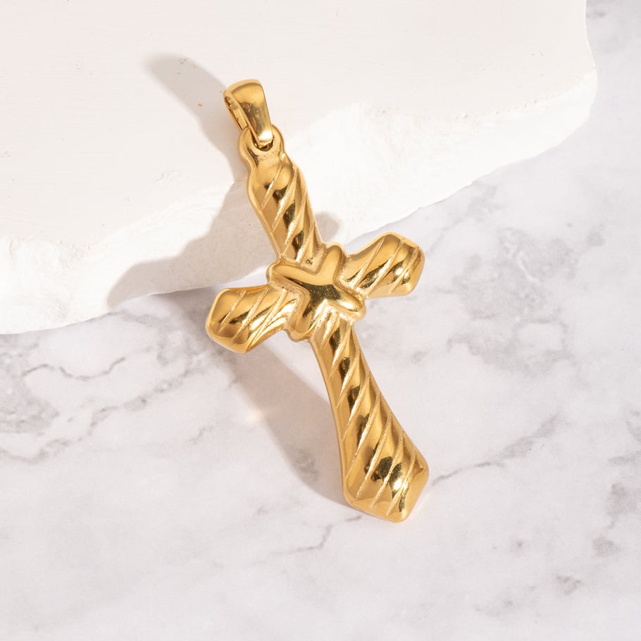 1 pezzo di ciondolo fai da te in acciaio inossidabile color oro Immagine3