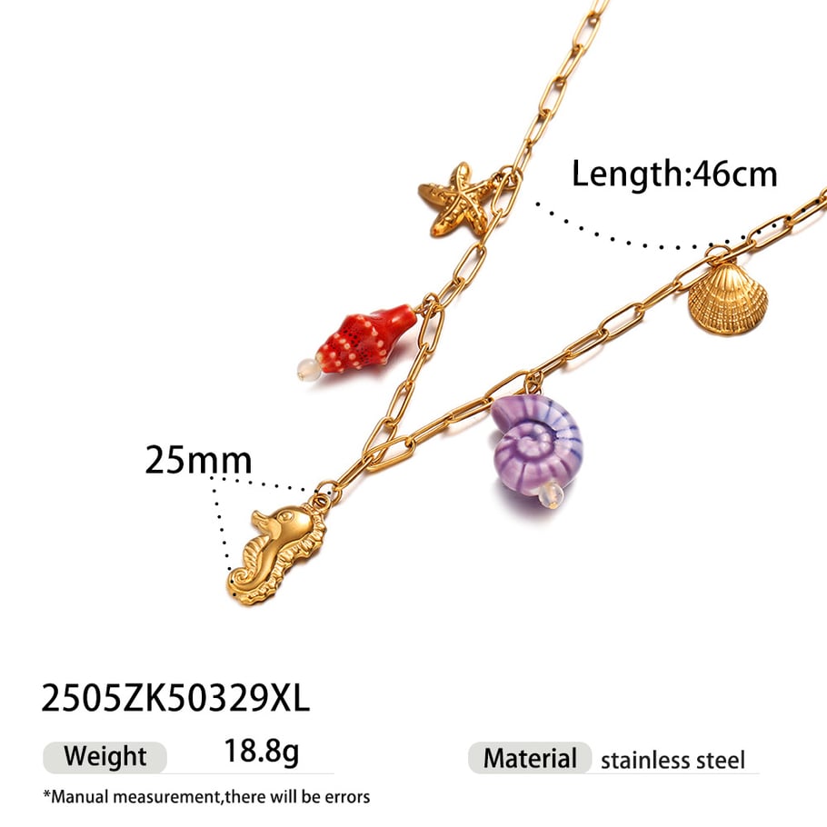 1 pezzo di collana con ciondolo color oro in acciaio inossidabile oceanico 