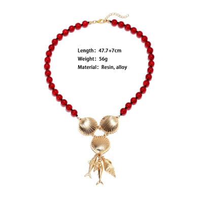 1 Piece Fish Alloy Beaded Necklace h5 