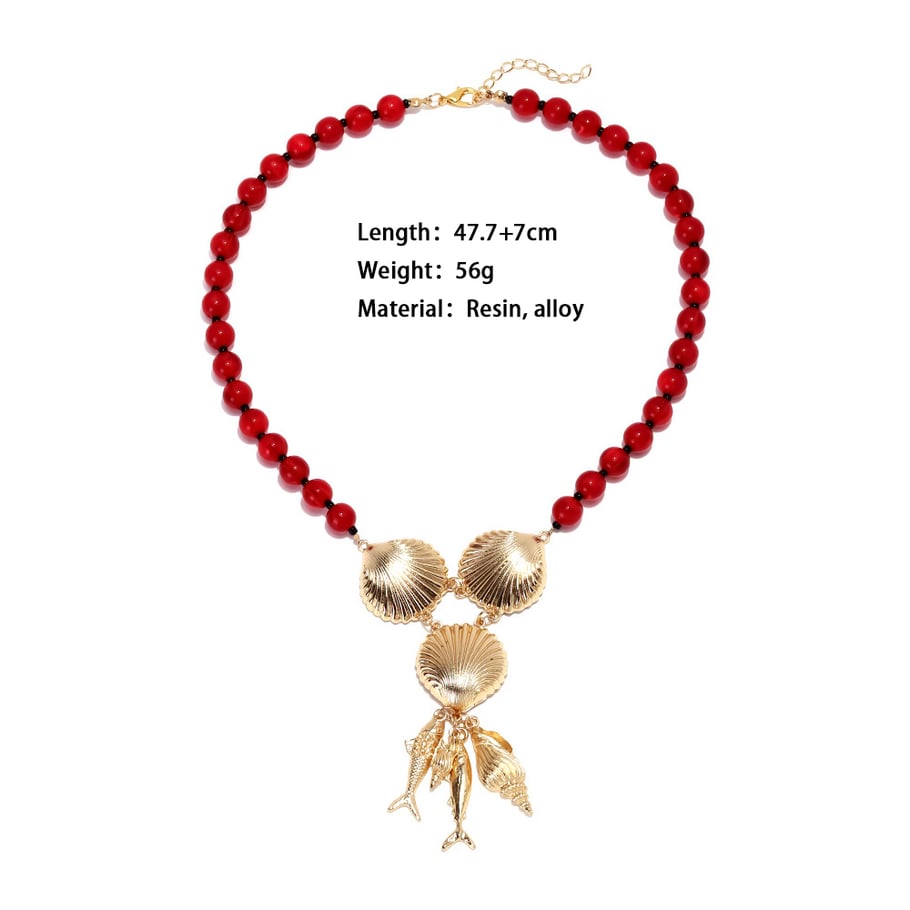 1 Piece Fish Alloy Beaded Necklace 