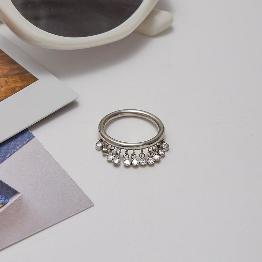 1 stuk luxe serie origineel ontwerp kwast roestvrij staal goudkleurige dames edelsteen ringen Afbeelding6