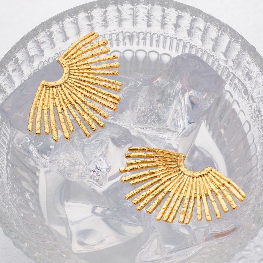 1 Pair Daily Sun Stainless Steel Gold Color Women's Stud Earrings h5Picture2