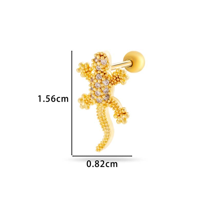 1 Piece Copper Gold Color Zircon Piercings Earrings Picture2
