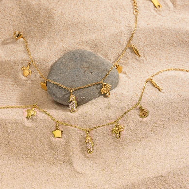 Collier avec pendentif coquillage en acier inoxydable doré pour femme, 1 pièce h5 Image6