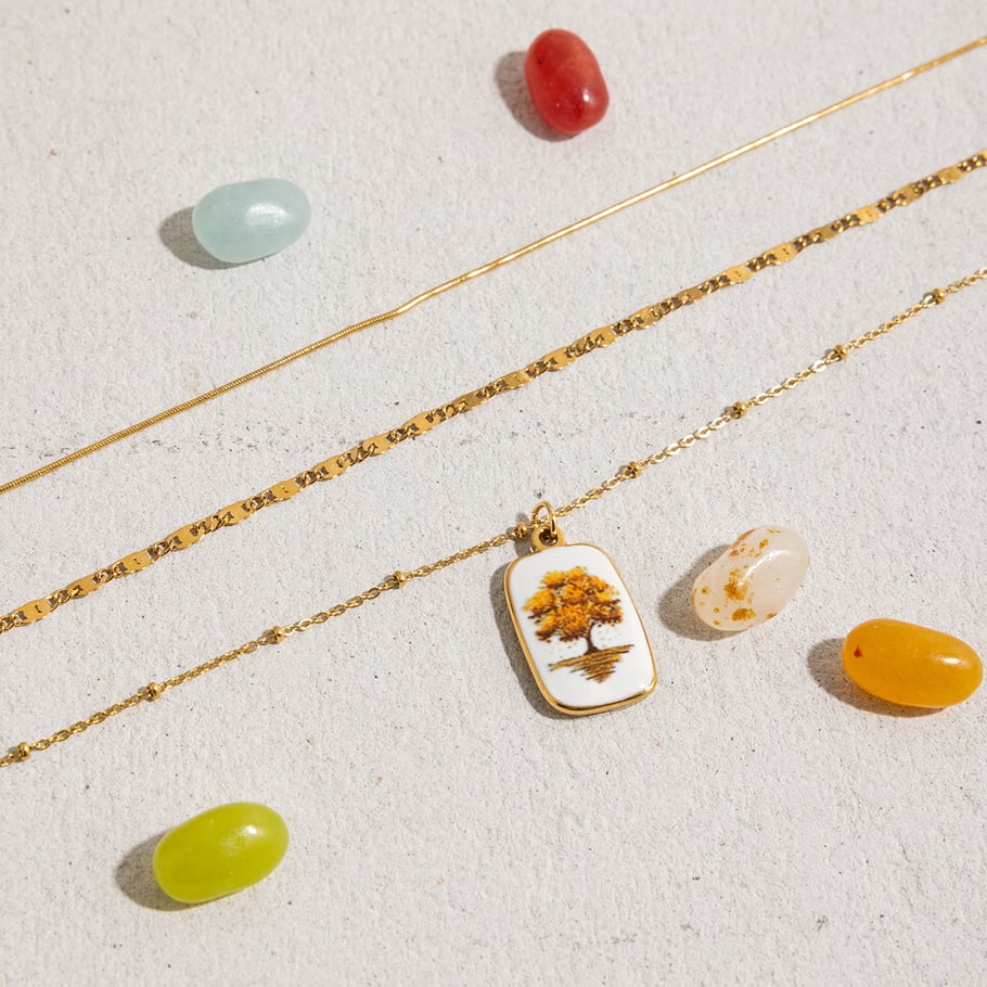 1 Piece Retro Tree Stainless Steel Gold Color Women's Pendant Necklaces Picture7