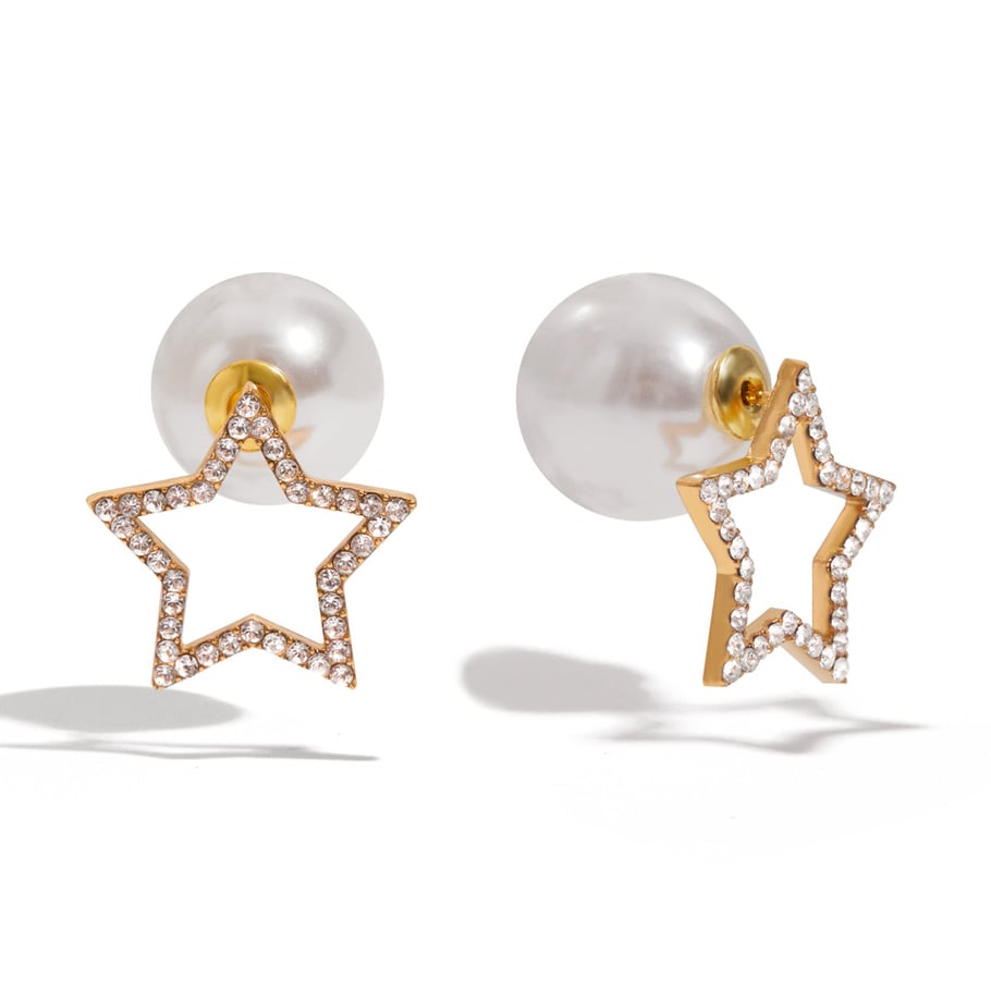 1 Pair Delicate Circle Stainless Steel Gold Color Women's Stud Earrings 