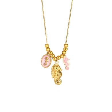 1 Piece Romantic Series Elegant Heart Stainless Steel Gold Color Women's Pendant Necklaces h5 