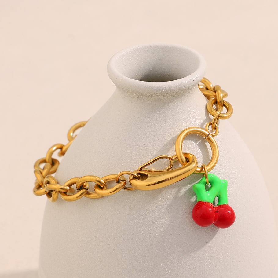 1 Çift Romantik Seri Tatlı Bitki Paslanmaz Çelik Kadın Charm Bilezikleri Resim3