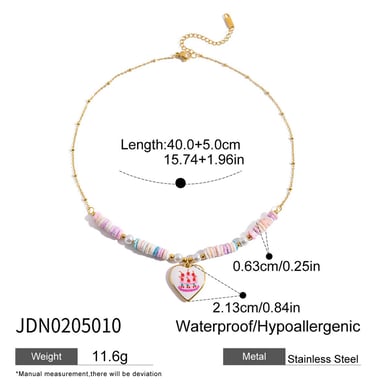 1 Piece Paint Heart Stainless Steel Gold Color Women's Pendant Necklaces h5 