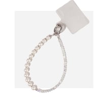 Lanière de téléphone portable en perles blanches (avec clip) 