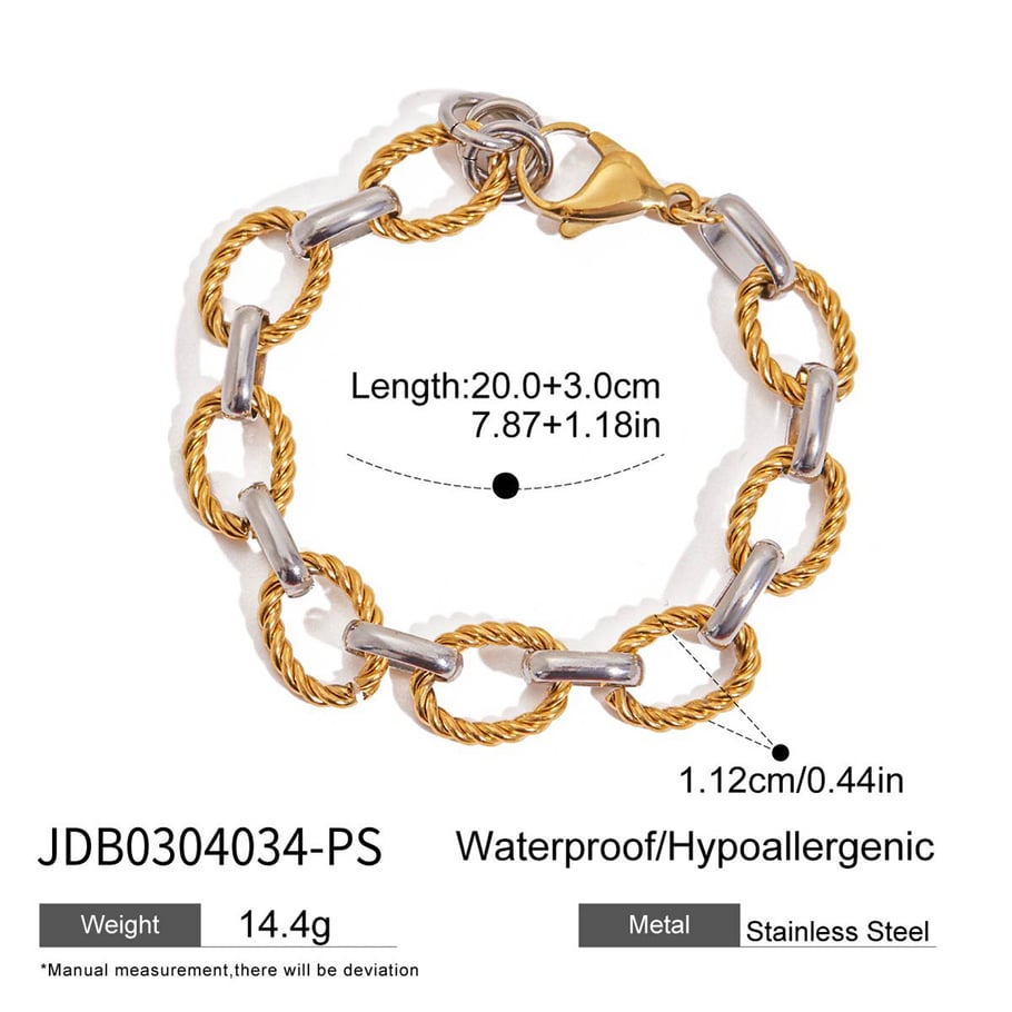 1 Stück Simple Series Daily Twist Edelstahl Goldfarben Damen Kettenarmbänder Bild2