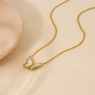 Colliers pendentifs pour femmes en acier inoxydable avec nœud papillon doux, série romantique h5 Image2