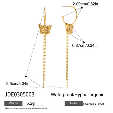 1 Paar romantische Serie süße Schmetterling Quasten Edelstahl Gold Farbe Damen Tropfen Ohrringe h5 Bild2