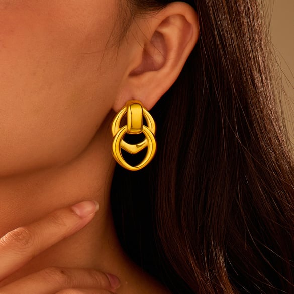 Simple Series Daily Geometric Stainless Steel Gold Color Women's Hoop Earrings