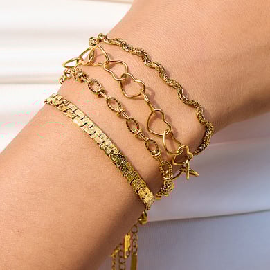 1 Piece Classic Twist Stainless Steel Gold Color Women's Chain Bracelets h5 Picture4