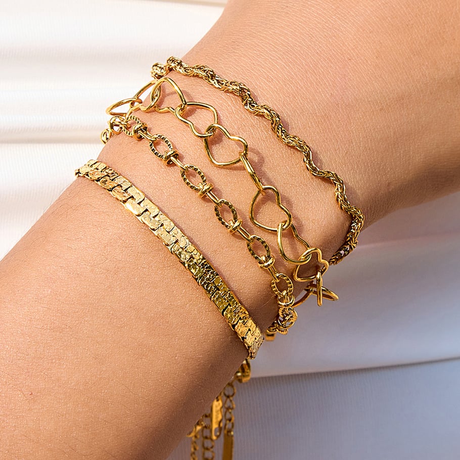 1 Piece Classic Twist Stainless Steel Gold Color Women's Chain Bracelets Picture4