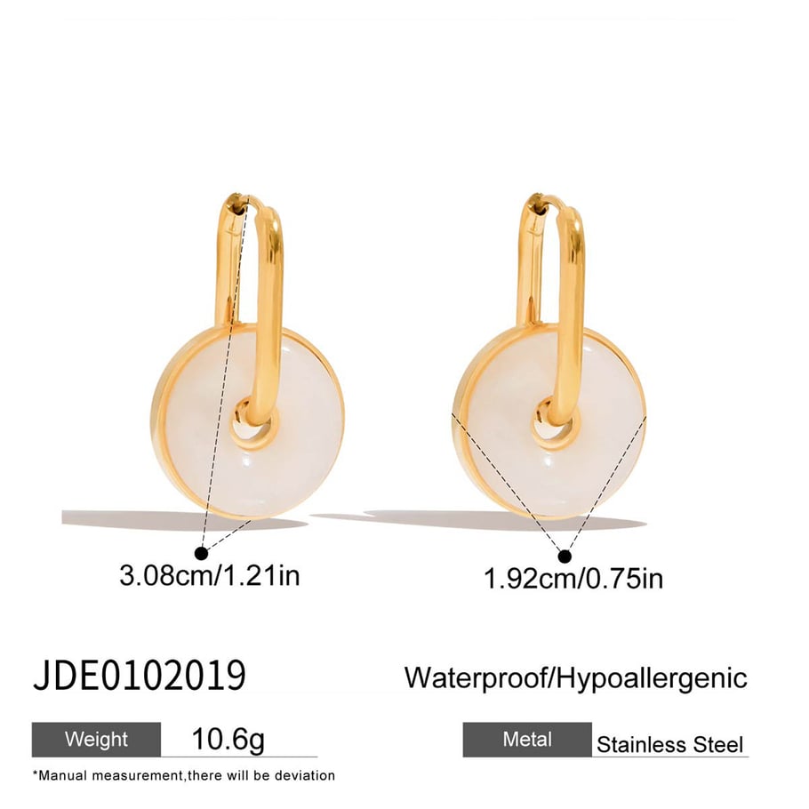 1 par de elegantes pendientes de aro anulares de acero inoxidable color dorado para mujer Imagen2
