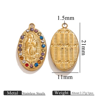 1 Stück DIY Madonna Edelstahl Gold Farbe Damen Anhänger h5 