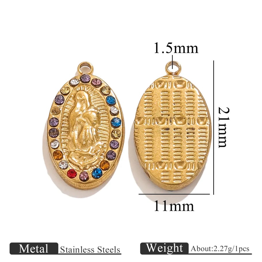 1 Stück DIY Madonna Edelstahl Gold Farbe Damen Anhänger 