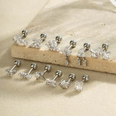Boucles d&#39;oreilles piercing exquises en cuivre doré et zircon pour femmes, 1 pièce h5 Image3