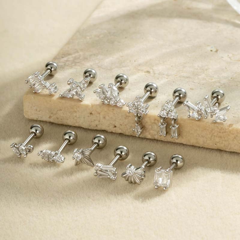 Boucles d&#39;oreilles piercing exquises en cuivre doré et zircon pour femmes, 1 pièce Image3
