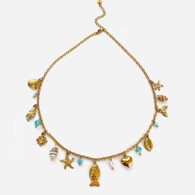 Collana con ciondolo color oro in acciaio inossidabile oceanico da 1 pezzo h5 