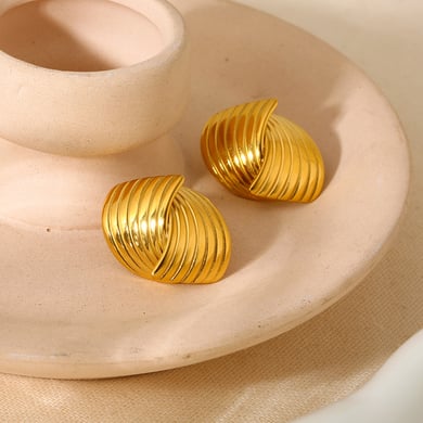 Retro geometrische oorbellen van roestvrij staal in goudkleur voor dames h5 Afbeelding2
