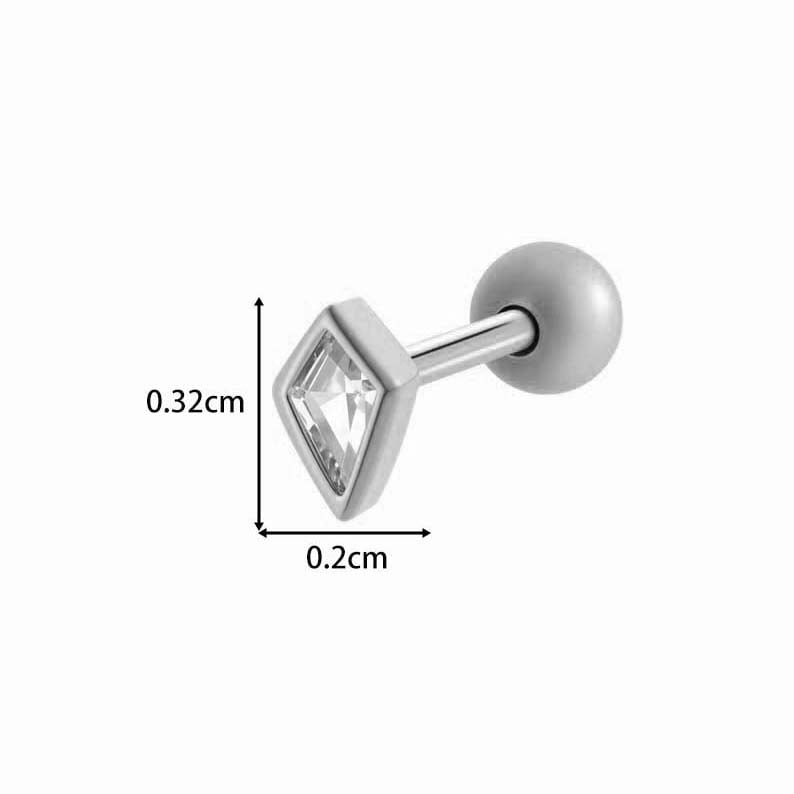 1 Piece Daily Rhombus Copper Gold Color Zircon Women's Piercings Earrings Picture2