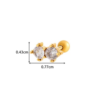 1 Piece Simple Stainless Steel Gold Color Zircon Piercings Earring h5 Picture2