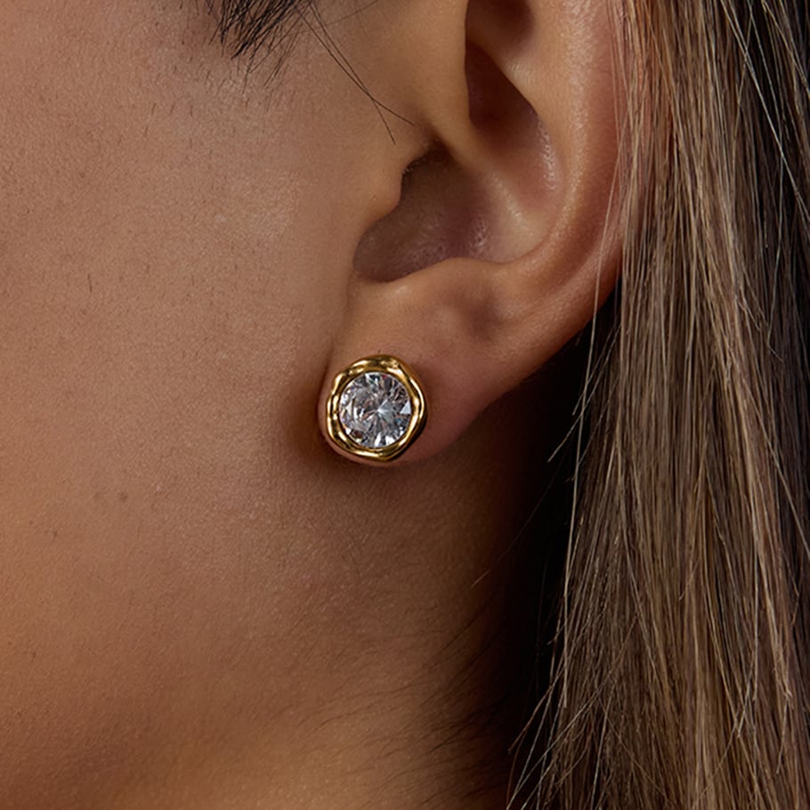 1 Paar Damen-Ohrstecker aus Edelstahl mit geometrischem Muster in Goldfarbe Bild5