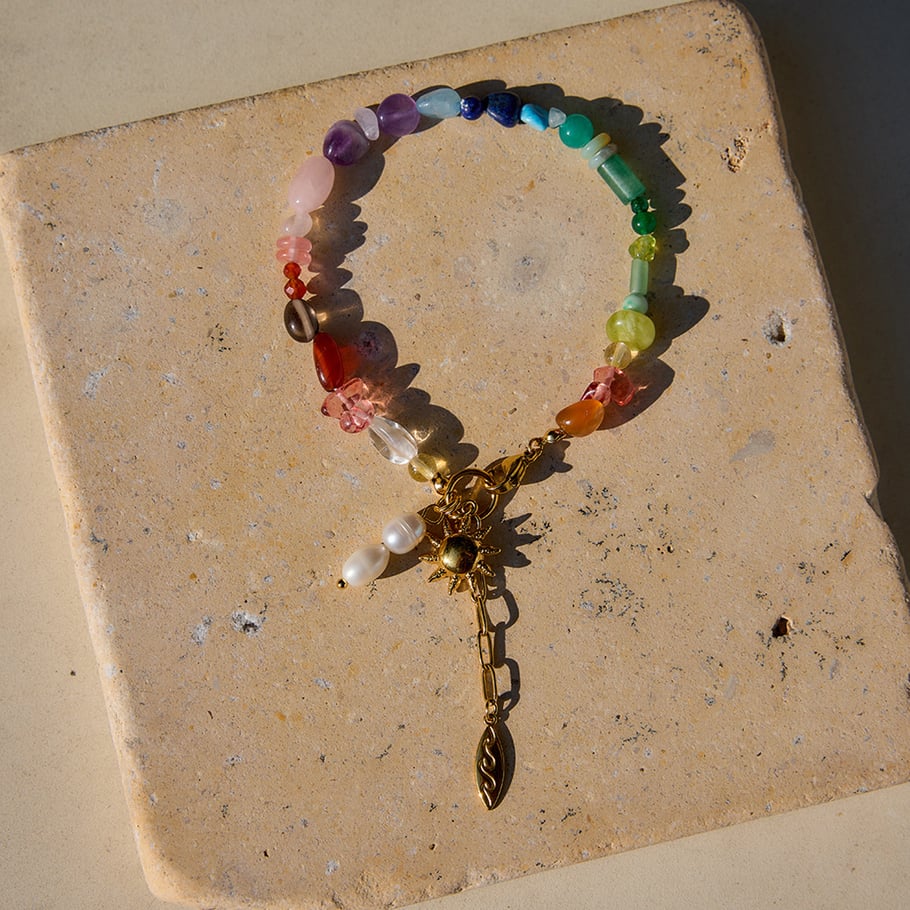 1 Stück polychrome Perlen Edelstahl Gold Farbe Damen Charm Armbänder Bild3