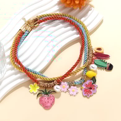 1 set di collane a strati con corda di frutta dolce h5 Immagine3