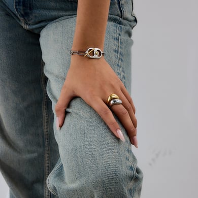1 Stück moderne ovale Damen-Kettenarmbänder aus Edelstahl in Goldfarbe h5 Bild6