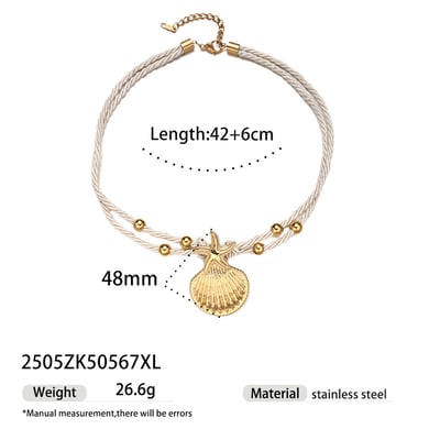 1 Stück Halsketten mit Seestern-Anhänger aus Edelstahl in Goldfarbe h5 