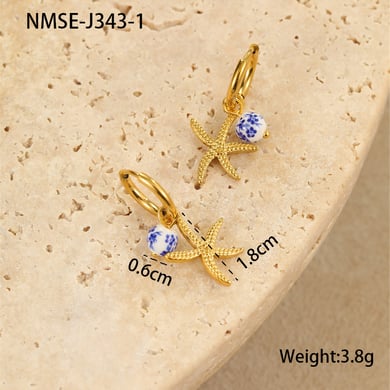 Pendientes colgantes geométricos de acero inoxidable dorados para mujer h5 