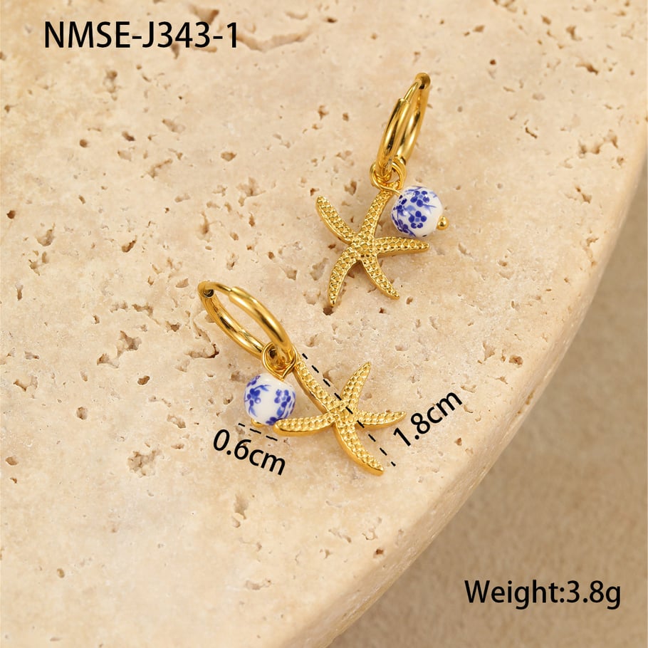 Pendientes colgantes geométricos de acero inoxidable dorados para mujer 