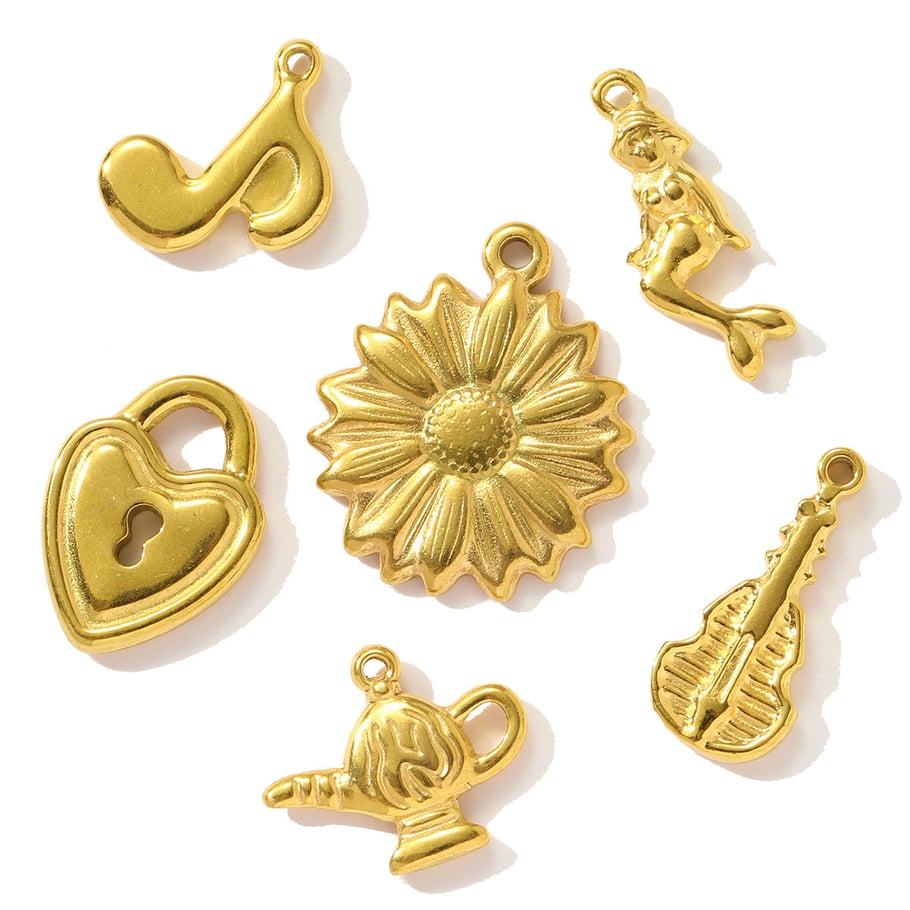 1 Stück Simple Series DIY Blume Edelstahl Gold Farbe Damen Anhänger Bild3
