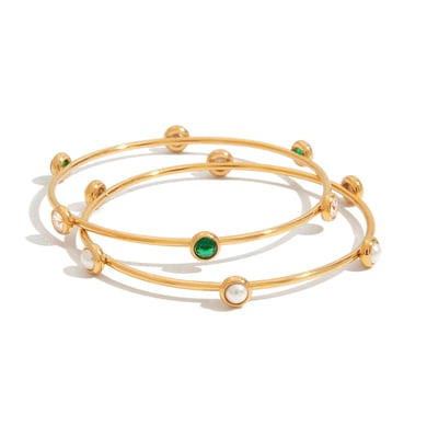 1 Piece Classic Series Retro Geometric Stainless Steel Gold Color Women's Bangles h5 Picture6